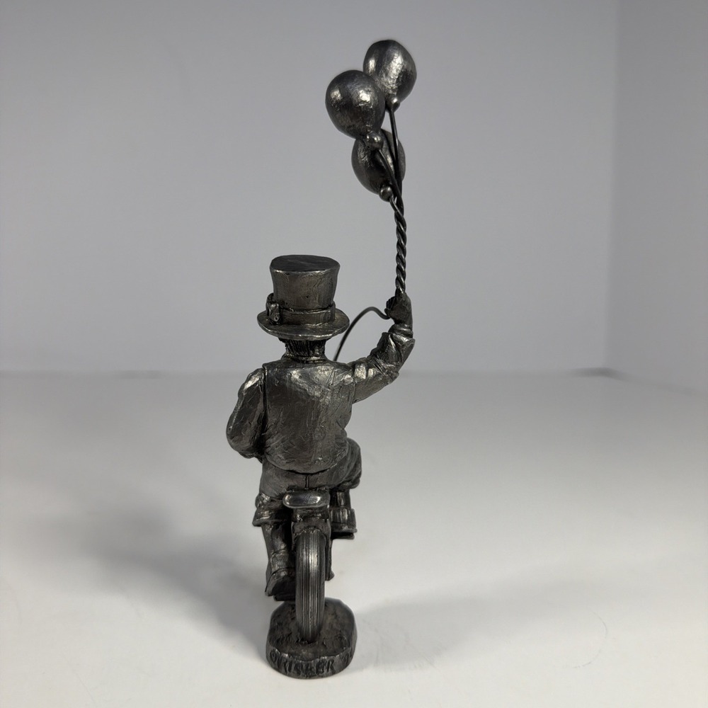 Ricker Signed Metal Art Figurine Juggler on Unicycle Holding Balloons 18056 - Picture 3 of 6